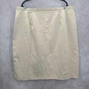 Tan Silver Stripe Knee Length Pencil Zip Slit Stretch Skirt Plus Size 24W